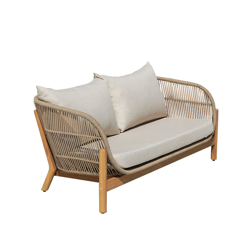product_pako_405-000003 Καναπές 2θέσιος Verilan μασίφ ξύλο ακακίας-ύφασμα σε φυσική-μπεζ απόχρωση 163x77x70εκ - Image 1