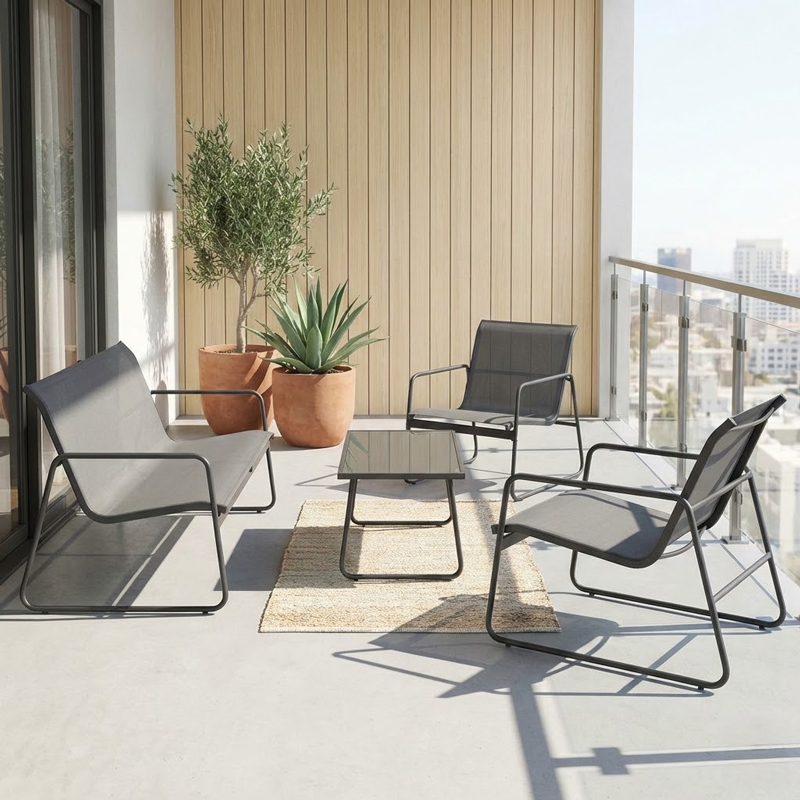 product_pako_407-000003 Σαλόνι εξωτερικού χώρου Veranda textilene-μέταλλο σε ανθρακί απόχρωση - Image 1