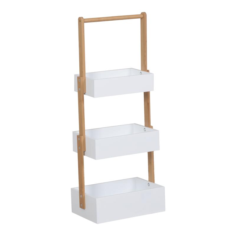 product_pako_408-000009 Ραφιέρα δαπέδου Arvy μπαμπού σε λευκή-φυσική απόχρωση 32x20x75.5εκ - Image 1
