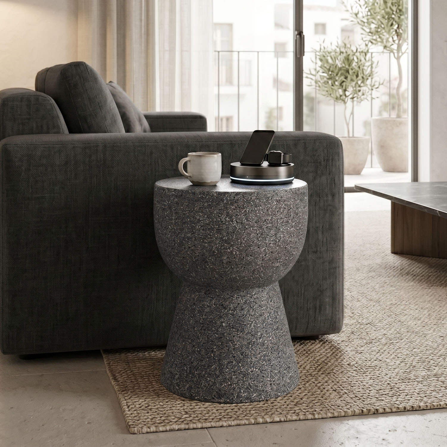 product_pako_414-000002 Βοηθητικό τραπέζι Efria MGO γκρι Φ33x46εκ - Image 1
