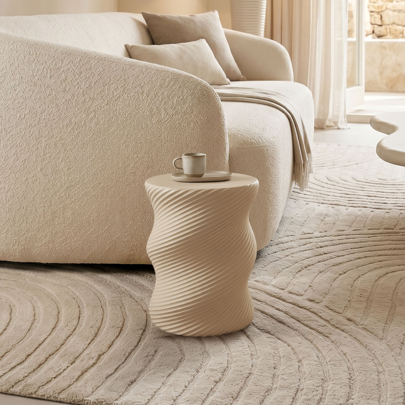 product_pako_414-000019 Βοηθητικό τραπέζι Rinda MGO κρεμ Φ33x40εκ - Image 1