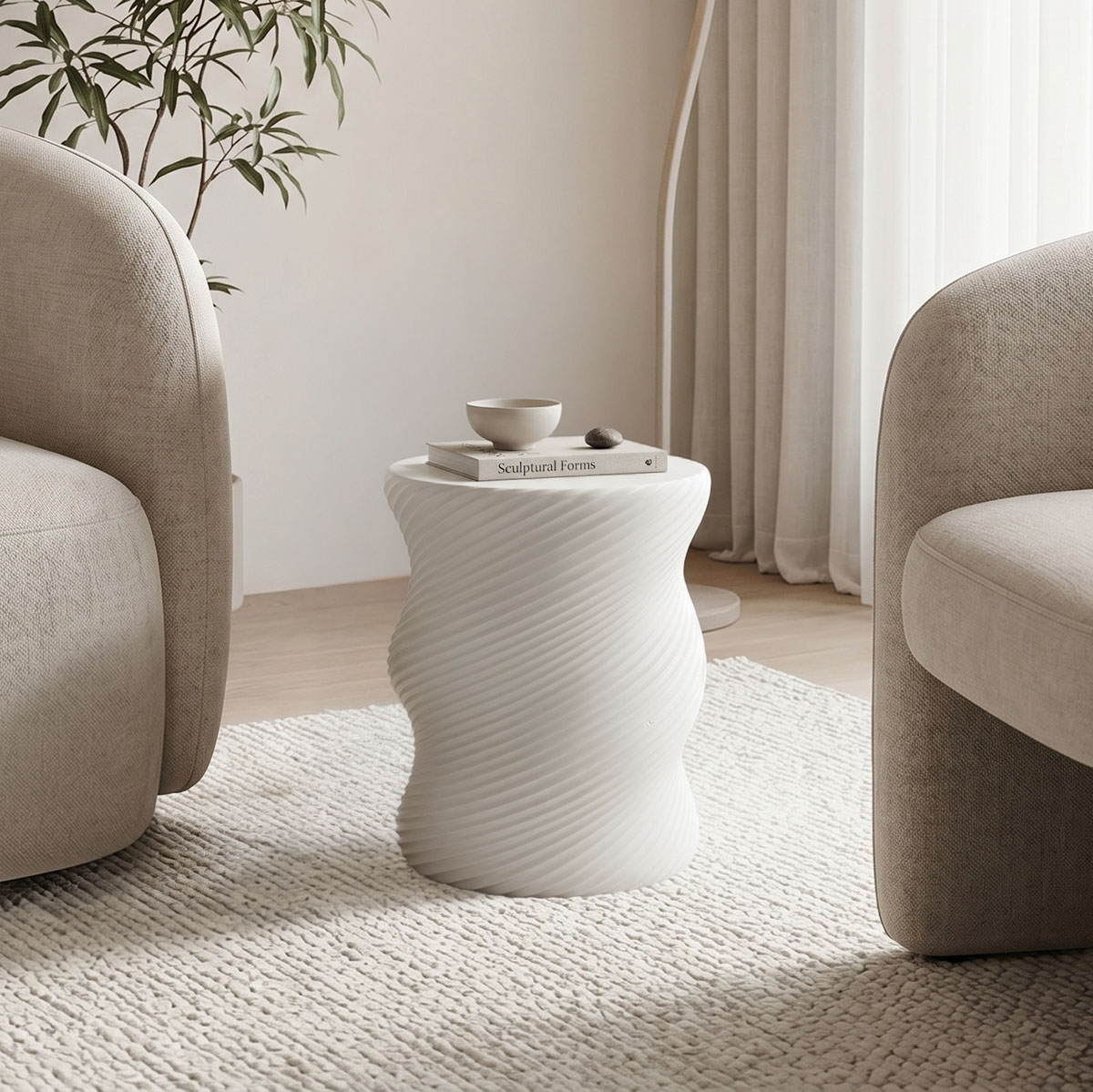 product_pako_414-000020 Βοηθητικό τραπέζι Rinda MGO εκρού Φ33x40εκ - Image 1