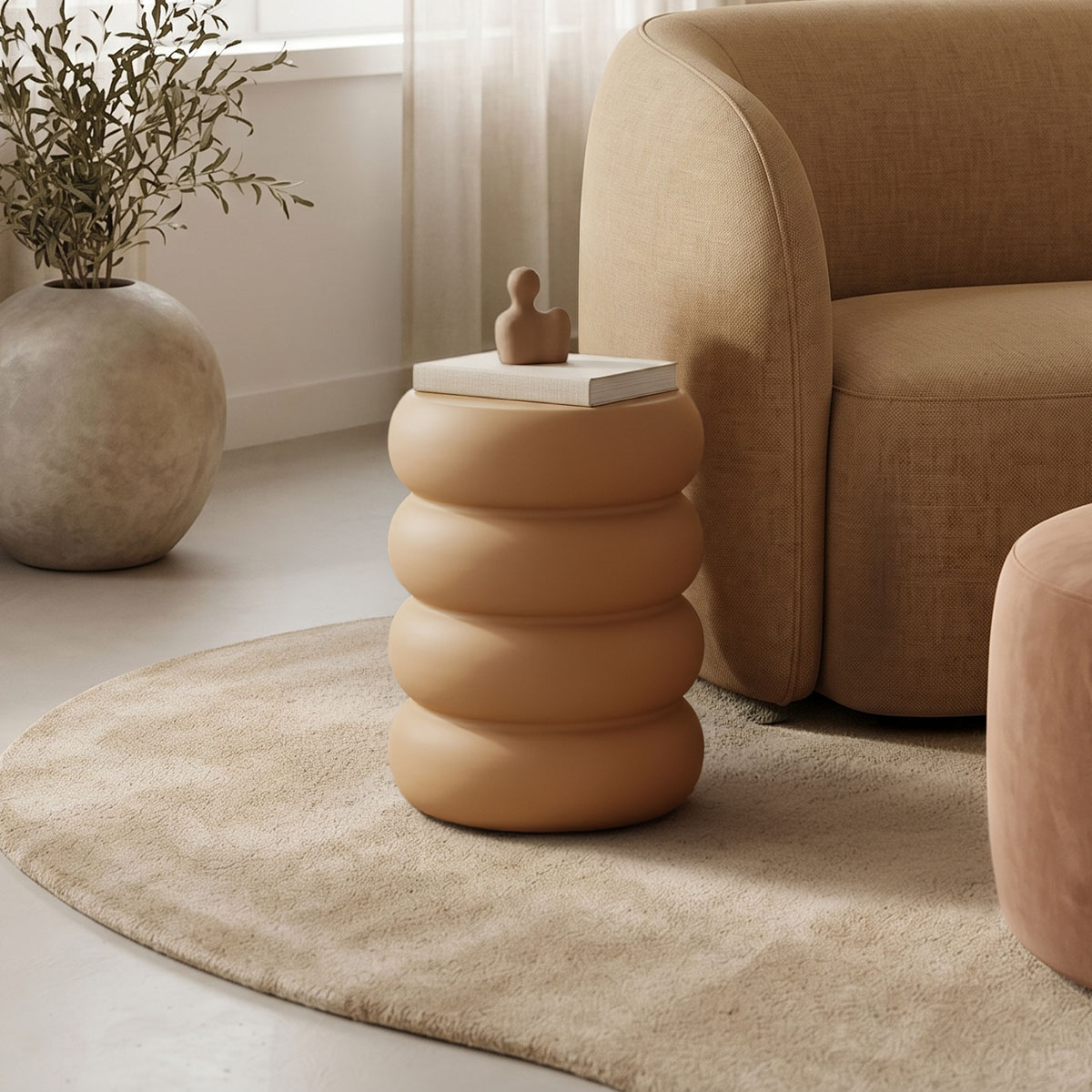 product_pako_414-000028 Βοηθητικό τραπέζι Venezia MGO terracotta Φ35x46εκ - Image 1