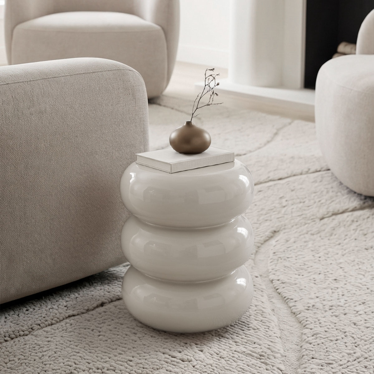 product_pako_414-000029 Βοηθητικό τραπέζι Zoubi MGO λευκό Φ35x43εκ - Image 1