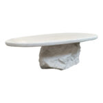 Τραπέζι σαλονιού Zinol mdf-polyresin λευκό 105x62x32εκ - Image 2