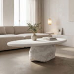 Τραπέζι σαλονιού Zinol mdf-polyresin λευκό 105x62x32εκ