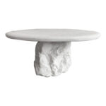 Τραπέζι σαλονιού Zinol mdf-polyresin λευκό Φ80x36εκ - Image 2
