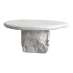 Τραπέζι σαλονιού Zinol mdf-polyresin λευκό Φ80x36εκ - Image 3