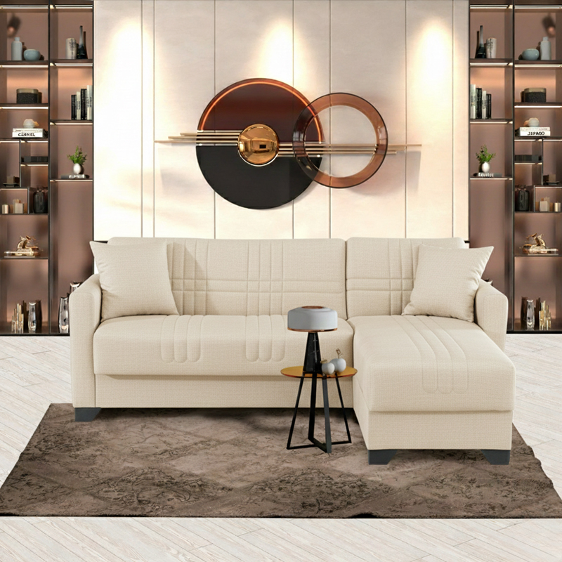 product_pako_418-000001 Γωνιακός καναπές-κρεβάτι αναστρέψιμος Stashio ύφασμα κρεμ 202x143x84εκ - Image 1