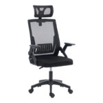 Καρέκλα γραφείου Plymot mesh χρώμα μαύρο 48x58x112-122εκ