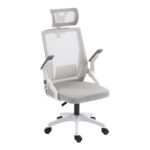Καρέκλα γραφείου Plymot λευκή - mesh γκρι 48x58x112-122εκ - Image 3
