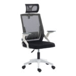 Καρέκλα γραφείου Plymot λευκή - mesh μαύρο 48x58x112-122εκ