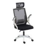 Καρέκλα γραφείου Plymot λευκή - mesh μαύρο 48x58x112-122εκ - Image 3