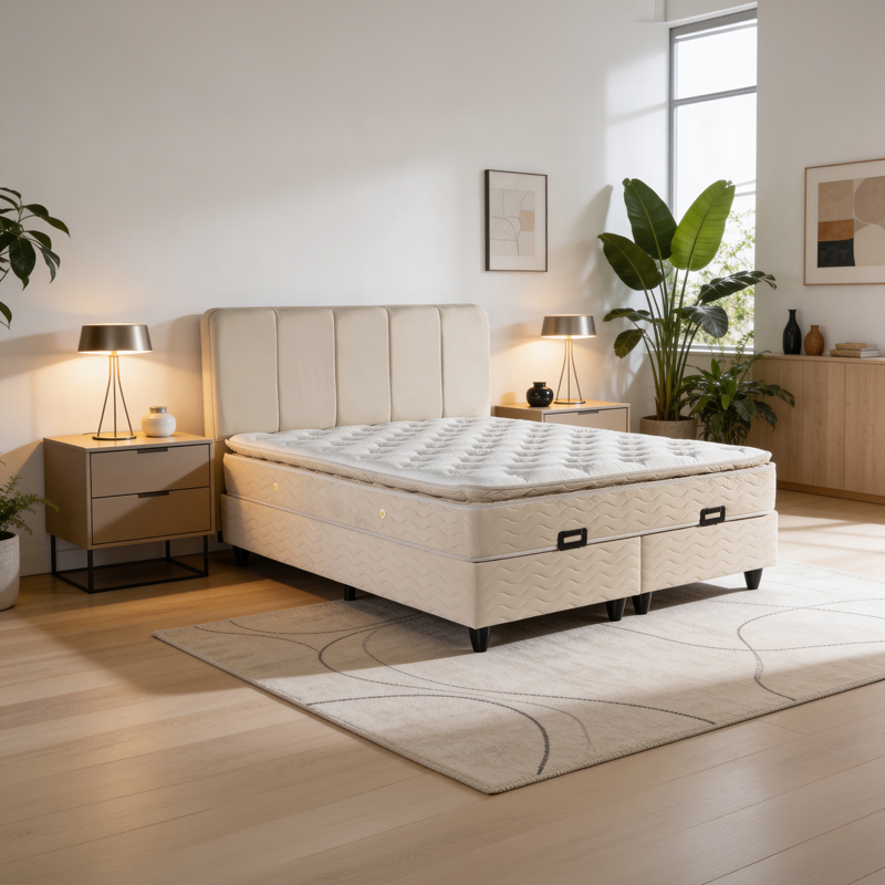 product_pako_424-000014 Κρεβάτι διπλό Lunda με αποθηκευτικό χώρο κρεμ βελούδο 160x200εκ - Image 1
