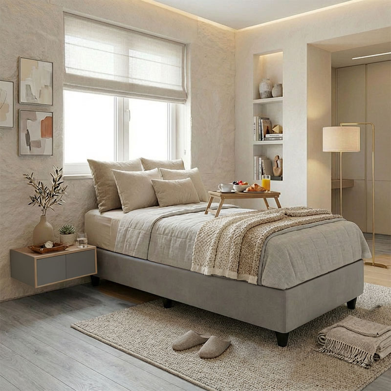 product_pako_424-000027 Κρεβάτι Υπόστρωμα μονό Pakda ανθρακί βελούδο 90x200εκ - Image 1