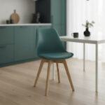 Καρέκλα Gaston PP-PU μπλε απόχρωση- φυσικό πόδι 43x51x75εκ - Image 2