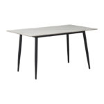 Τραπέζι Gustas λευκό μαρμάρου sintered stone-μαύρο μέταλλο 140x80x76εκ