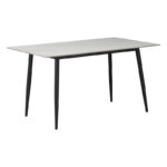 Τραπέζι Gustas λευκό μαρμάρου sintered stone-μαύρο μέταλλο 160x80x76εκ