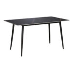 Τραπέζι Gustas μαύρο μαρμάρου sintered stone-μαύρο μέταλλο 140x80x76εκ