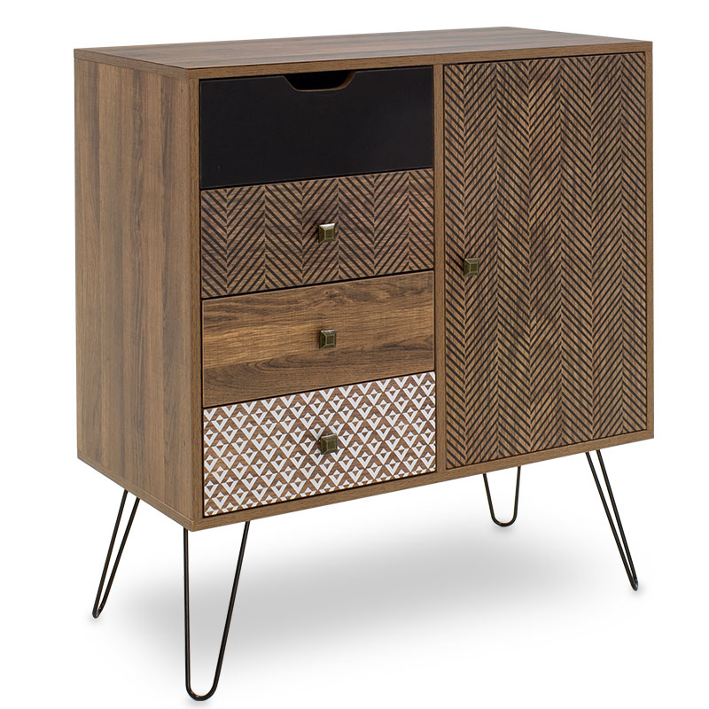 product_pako_066-000003 Μπουφές Boho με συρτάρια-ντουλάπι καρυδί μεταλλικά πόδια 79,5x39,5x86εκ - Image 1