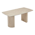 Τραπέζι Loosir mdf-sandstone σε όψη τραβερτίνας 180x90x74εκ - Image 3