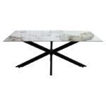 Τραπέζι Bethan sintered stone λευκό μαρμάρου-μαύρο 180x90x75εκ - Image 3