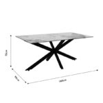 Τραπέζι Bethan sintered stone λευκό μαρμάρου-μαύρο 180x90x75εκ - Image 6