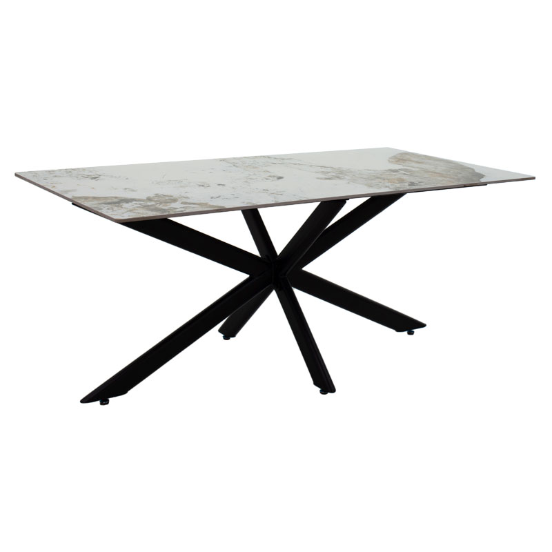 product_pako_101-000067 Τραπέζι Bethan sintered stone λευκό μαρμάρου-μαύρο 180x90x75εκ - Image 1