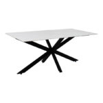 Τραπέζι Bethan sintered stone λευκό-μαύρα μεταλλικά πόδια 180x90x75εκ