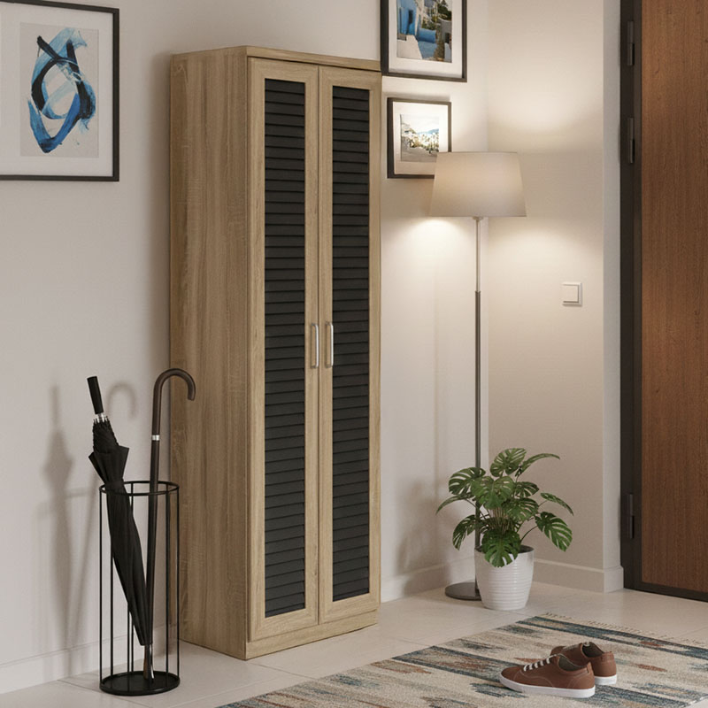 product_pako_123-000254 Παπουτσοθήκη-ντουλάπα SANTE 21 ζεύγων σε sonoma-ανθρακί απόχρωση 60x37x183εκ - Image 1