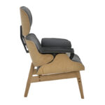 Πολυθρόνα relax Mirto μασίφ ξύλο καρυδί -PU μαύρο 80x80x96.5εκ - Image 3