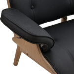 Πολυθρόνα relax Mirto μασίφ ξύλο καρυδί -PU μαύρο 80x80x96.5εκ - Image 7