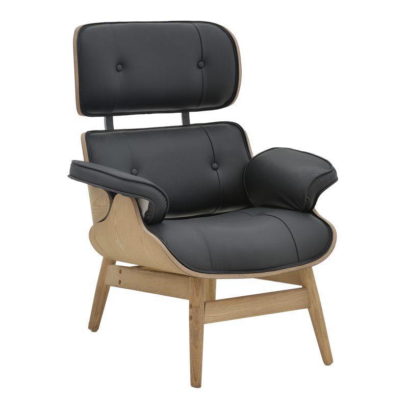 product_pako_167-000017 Πολυθρόνα relax Mirto μασίφ ξύλο καρυδί -PU μαύρο 80x80x96.5εκ - Image 1