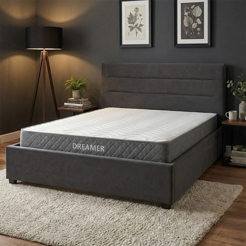 product_pako_200-001477 Κρεβάτι με στρώμα και αποθηκευτικό χώρο Molito-Dreamer βελούδο ανθρακί 150x200εκ - Image 1