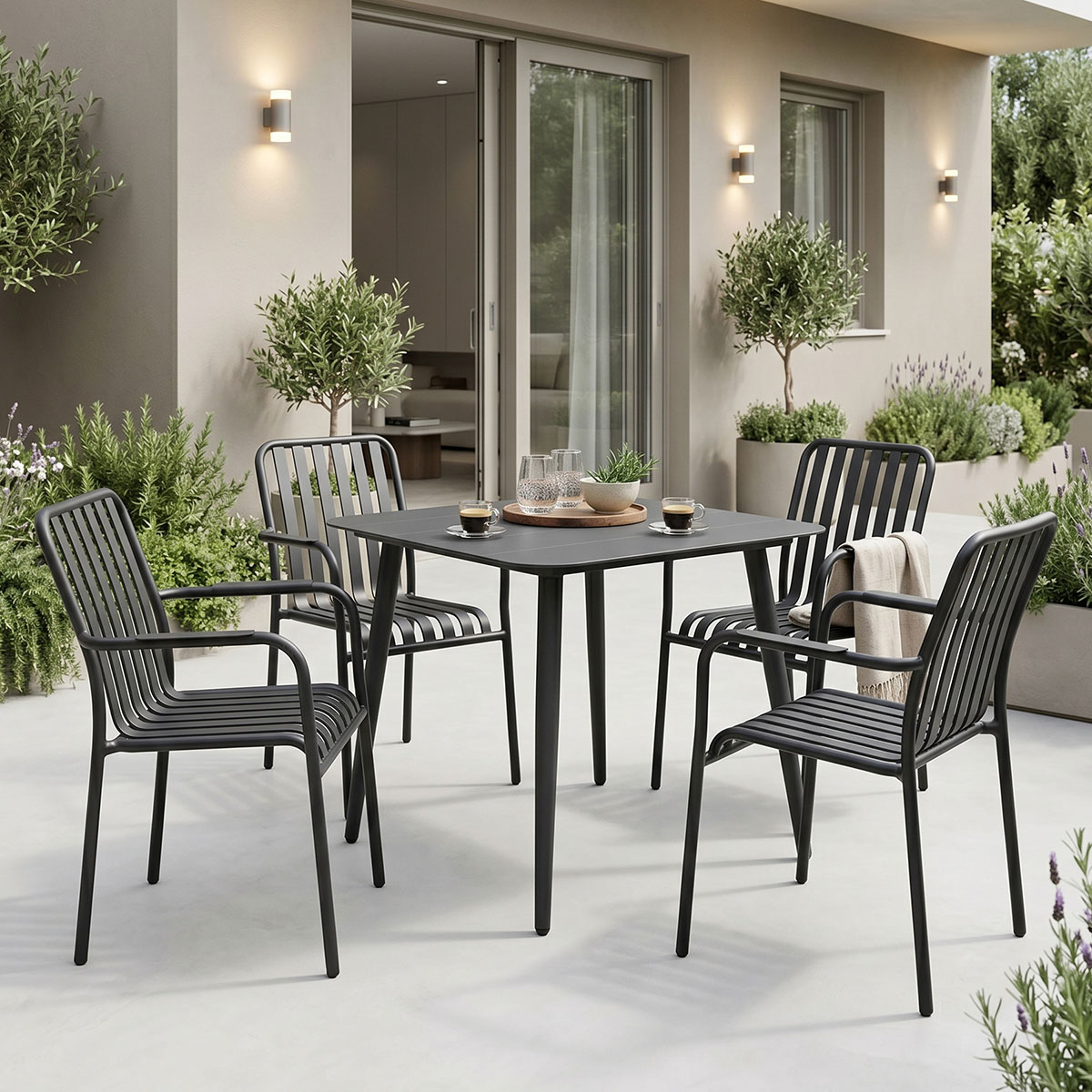 product_pako_200-001598 Τραπεζαρία Heven Vista σετ 5τεμ μαύρο αλουμίνιο 80x80x72εκ - Image 1
