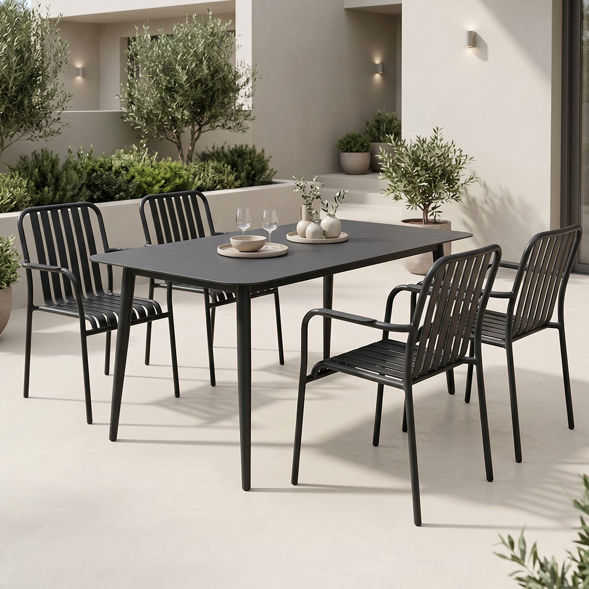 product_pako_200-001599 Τραπεζαρία Heven Vista σετ 5τεμ μαύρο αλουμίνιο 120x70x72εκ - Image 1