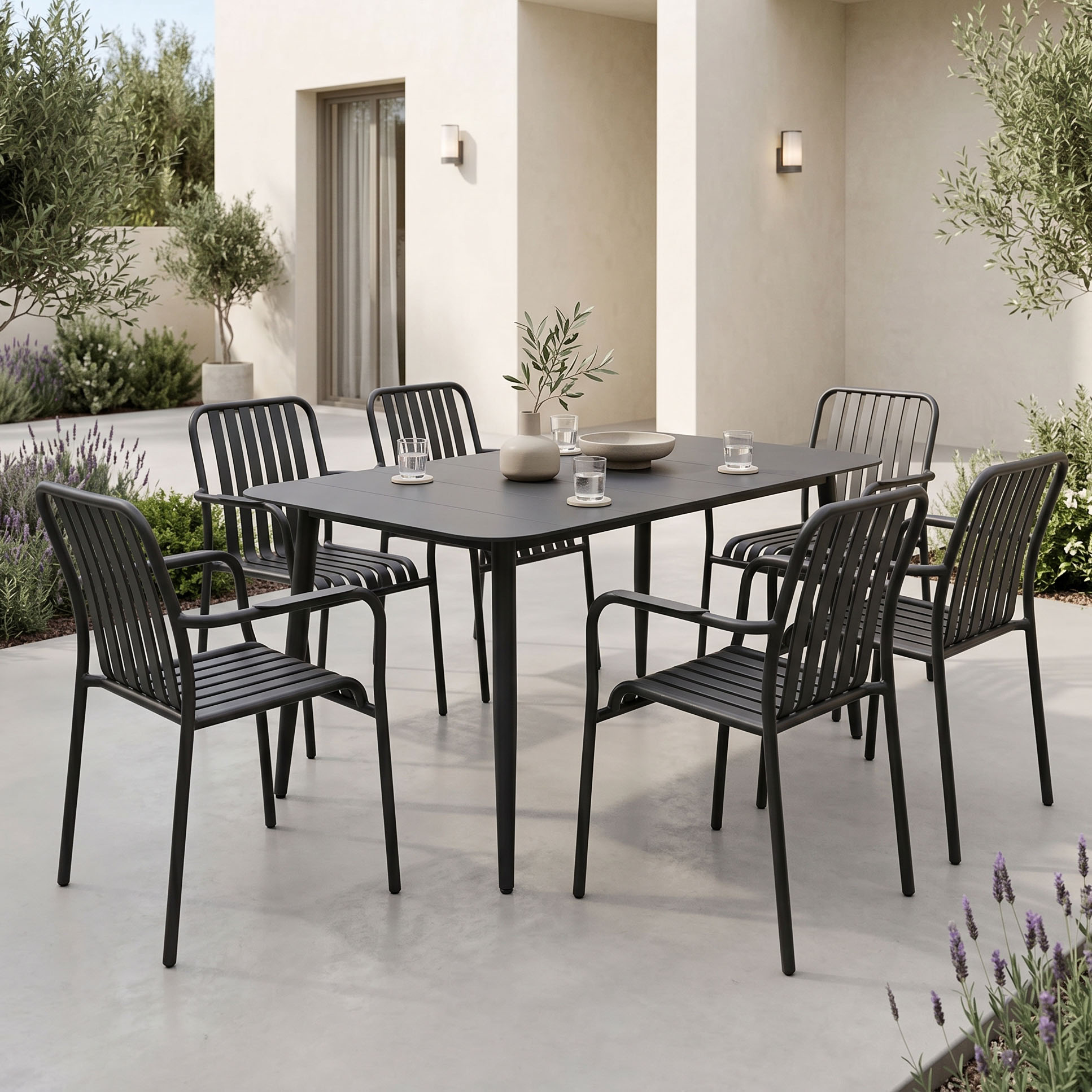 product_pako_200-001600 Τραπεζαρία Heven Vista σετ 7τεμ μαύρο αλουμίνιο 120x70x72εκ - Image 1