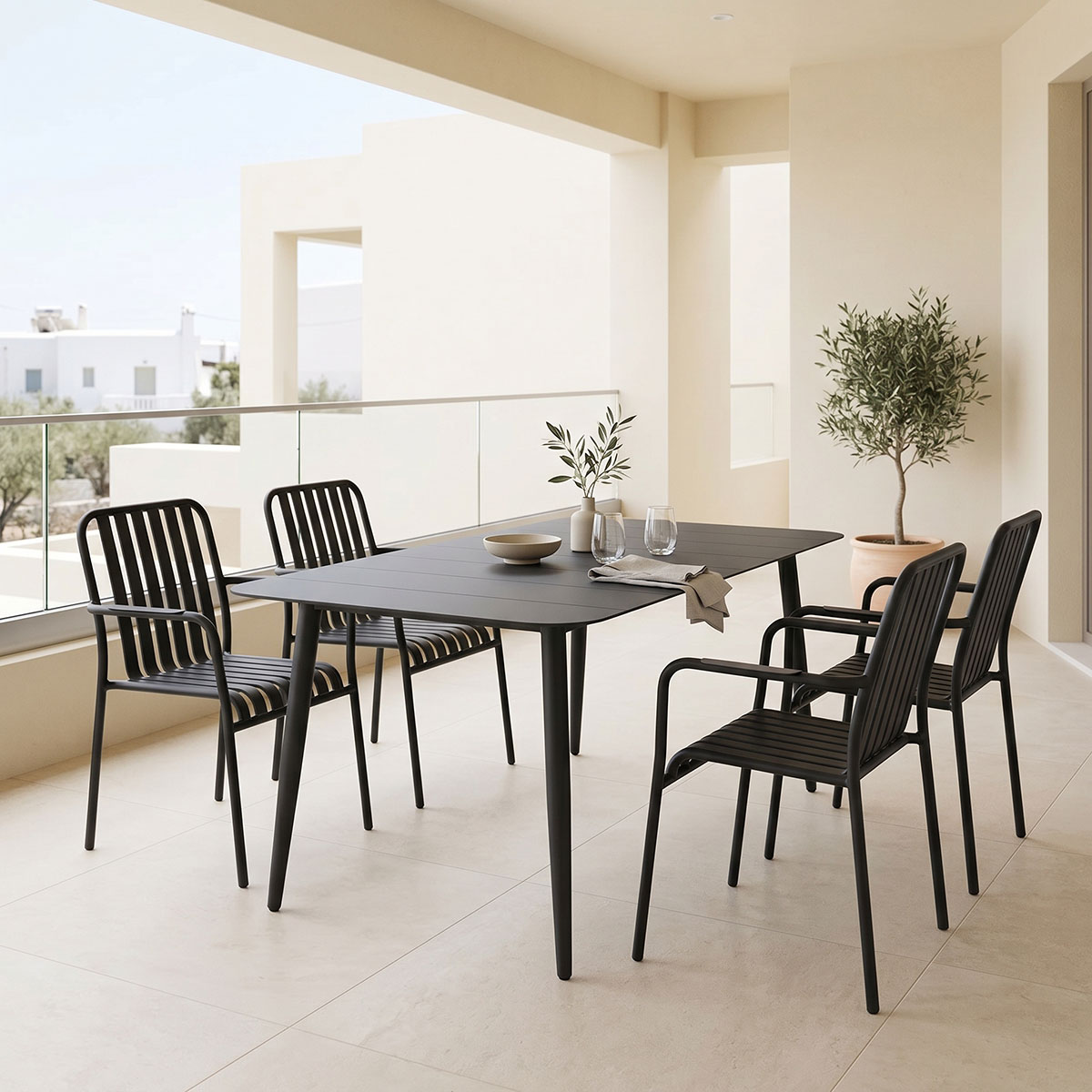 product_pako_200-001601 Τραπεζαρία Heven Vista σετ 5τεμ μαύρο αλουμίνιο 150x80x72εκ - Image 1