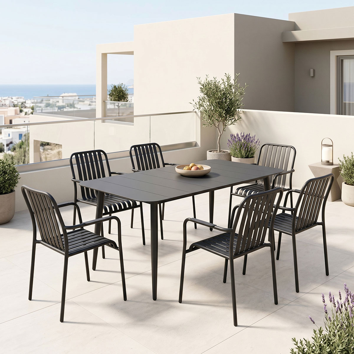 product_pako_200-001602 Τραπεζαρία Heven Vista σετ 7τεμ μαύρο αλουμίνιο 150x80x72εκ - Image 1