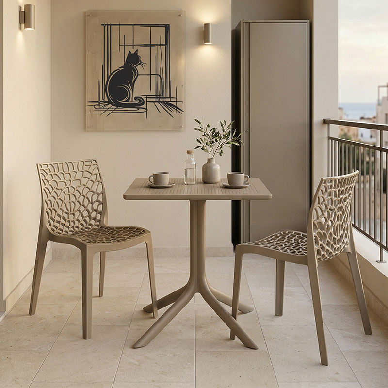 product_pako_200-001644 Τραπεζαρία Groovy Hush σετ 3τεμ cappuccino PP 60x60x76εκ - Image 1