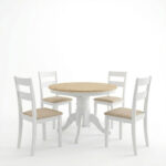 Τραπεζαρία Dallan Lars 5τεμ λευκό rubberwood Φ100(+38)x100x75εκ - Image 2