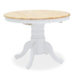 Τραπεζαρία Dallan Lars 5τεμ λευκό rubberwood Φ100(+38)x100x75εκ - Image 3