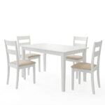 Τραπεζαρία Dallan Mabor 5τεμ λευκό rubberwood 120-150x80x73,8εκ - Image 2