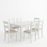 Τραπεζαρία Dallan Mabor 7τεμ λευκό rubberwood 120-150x80x73,8εκ - Image 2
