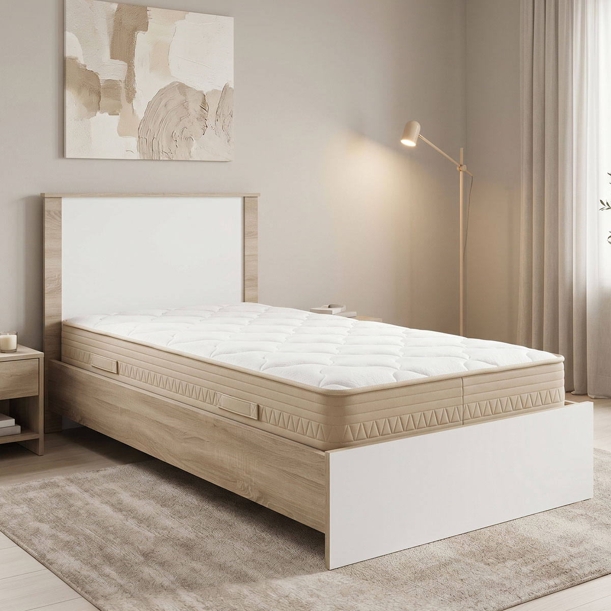 product_pako_200-001832 Κρεβάτι με στρώμα Athos Sleepy sonoma λευκό 90x190εκ - Image 1