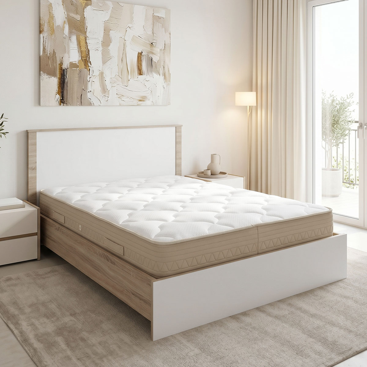 product_pako_200-001837 Κρεβάτι με στρώμα Athos Sleepy sonoma λευκό 160x200εκ - Image 1