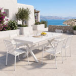 Τραπεζαρία Dagyn Vista σετ 7τεμ λευκό αλουμίνιο 180-240x90x76εκ