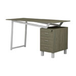 Γραφείο εργασίας με συρτάρια Prosper μελαμίνης φυσικό-λευκό 140x60x76εκ - Image 3
