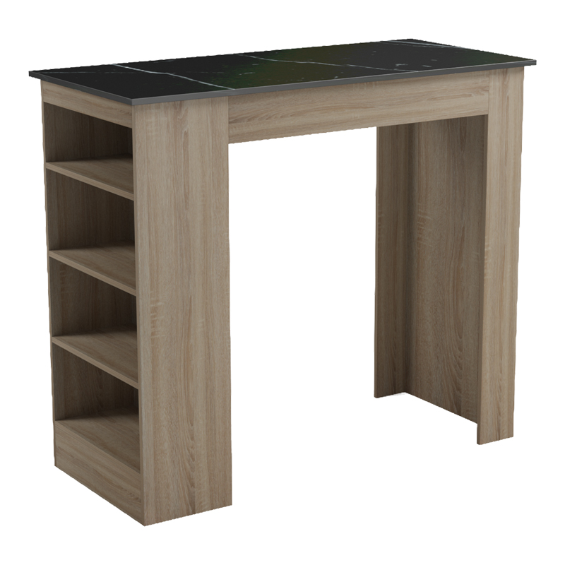 product_pako_230-000262 Τραπέζι μπαρ Riff sonoma-επιφάνεια μαύρο μαρμάρου 120x55x105εκ - Image 1
