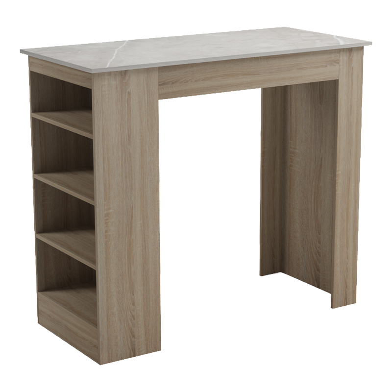 product_pako_230-000263 Τραπέζι μπαρ Riff sonoma-επιφάνεια μπεζ όψη μαρμάρου 120x55x105εκ - Image 1